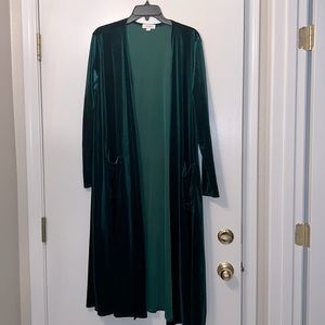 Sarah Long cardigan size large velvet green